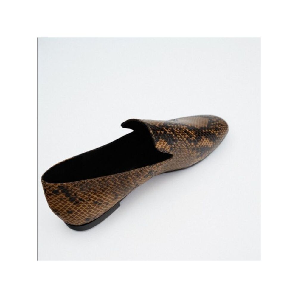 VINCE. Womens Brown Snake Paz Square Toe Slip On Leather Loafers Shoes 5.5 M - Picture 2 of 3
